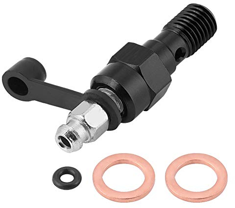 Entlüftungsschraube für Hohlschrauben, M10x1.25mm Hauptbremszylinder Bremssattel-Entlüftungsschraube, Nippel Hohlschraube + Staubkappe, Aluminium (Black)