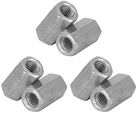 M6 Dado Esagonale Lungo Dado a barretta lunga Dado d'accoppiamento esagonale Filettatura femmina Raccordo dritto Esagono incassato Barra filettata Stelo esagonale zincato 10 pz(M6*18)