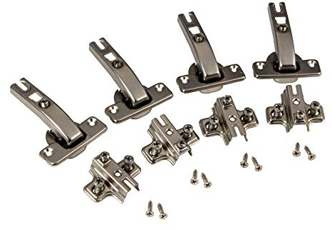 Gedotec Topfscharnier Küche Stollenband Topfband Schrank-Tür Stollenscharnier mit Schließautomatik | Möbelscharnier mit Kreuz-Montageplatten | 4er Set - Küchenscharnier mit Montageplatten & Schrauben