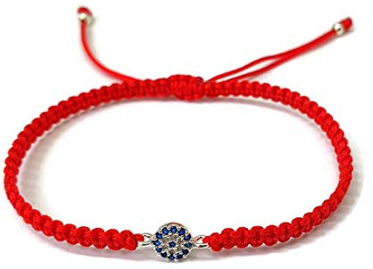 MYSTIC JEWELS by Dalia - Bracelet classique mauvais œil en macramé en zircons bleus et blancs pour bonne chance