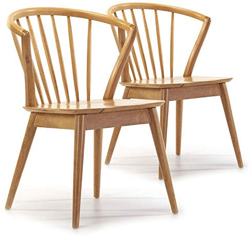 VS Venta-stock Pack 2 sillas Mura Color Roble, Madera Maciza, 55 cm (Largo) 58,5 cm (Profundo) 84 cm (Alto)