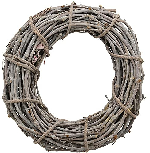 matches21 Deko Kranz Türkranz Tischkranz aus Rattan grau gewickelt Holz Naturmaterial 1 STK - Ø 35x9 cm