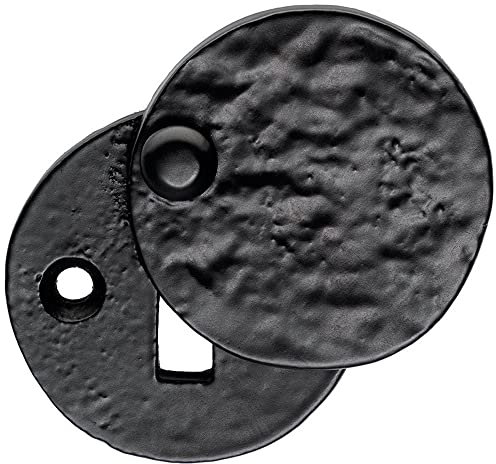40mm Traditional Round Covered Escutcheon- Lock Profile - Black Antique | Door Keyhole Cylinder Plate Cover - for Use with Lever on Rose Door Handles - Door Fixing Hardware