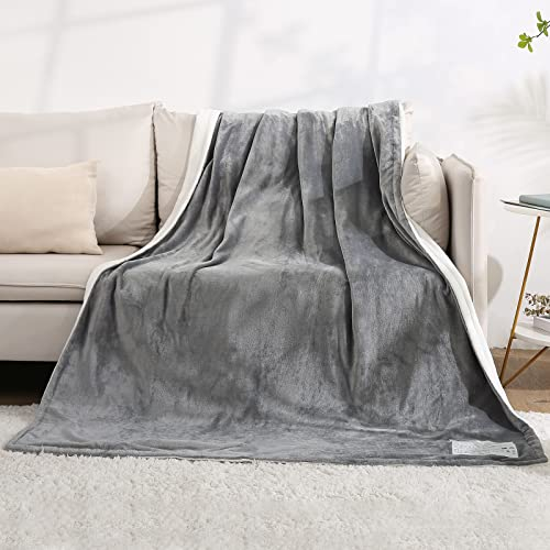 CURECURE Heizdecke 180 x 130 cm Wärmedecke Elektrisch fürs Bett mit Abschaltautomatik Überhitzungsschutz Auto Timer 10 Stunden, 4 Temperaturstufen, Waschbar, Silber Grau