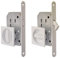 BricoShopping® Juego de tiradores para puerta interior de madera con cerradura empotrable, gancho ciego cuadrado y boquilla de acero (cuadrado con cerradura, blanco)