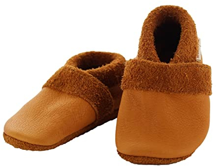 Baby und Kinder Hausschuhe Krabbelschuhe Ecopell Leder, Braun, 26