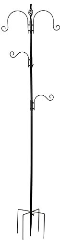 PawHut Mangeoire à Oiseaux Station d'alimentation décorative pour Oiseaux Station d'alimentation pour Oiseaux Sauvages avec 4 Crochets 54,5 x 54,5 x 208 cm Noir