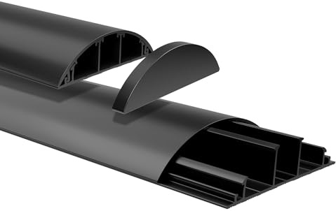 HEXIM Kabelkanal 68x18mm halbrunde PVC Kunststoff Kabelabdeckung für TV, Wand & Boden (Endkappe schwarz) Endstück Kabelverkleidung Kabel Kanäle rund