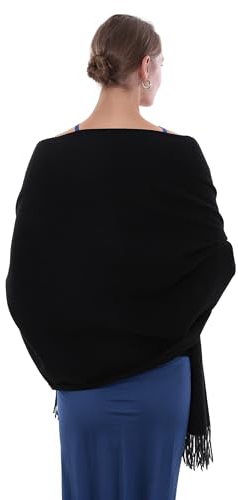 SWAT PANY Schal Schwarz Pashmina Schals Tücher für Damen Winterschal Stola Damen Festlich Warm
