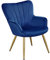 Yaheetech Modern Tub Chair, Velvet Fabric Living Room Armchair, Side Vanity Chair with Curved High Back and Thick Soft Padded Seat for Bedroom Makeup Reading Nook, Dark Blue