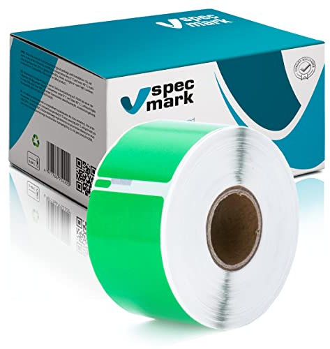 specmark Etiketten-Rolle kompatibel mit DYMO S0722400 36mm x 89mm 260 Stück kompatibel zu allen Etikettendruckern LabelWriter 450, 4XL, Seiko-SLP, Grün Ettiket, Schwarzer Schrift