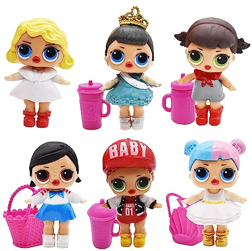 LOL Mini Figures Set, 6 PCS LOL Cake Toppers Birthday Cake Decoration Theme Party Supplies Cartoons Cupcake Figurines For Children Party Cake Decoration Supplies