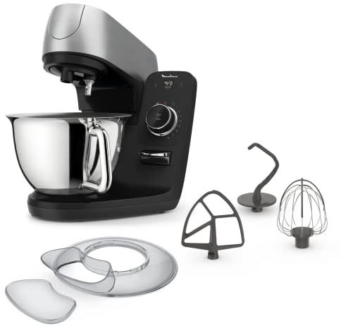 Moulinex Küchenmaschine, Edelstahlschüssel 5,5 l, 8 grundlegende Rezeptprogramme, patentierte Technologie, leise, robust, kostenlose App mit Coaching, Coach QA900810
