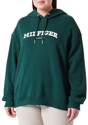 Tommy Hilfiger Damen Hoodie Crv Monotype Varsity Hoodie mit Kapuze, Grün (Hunter), 48