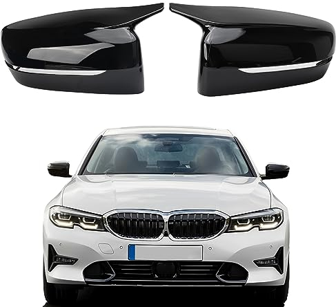Auto Spiegelkappen, 1 Paar Spiegelkappen Links Rechts Seitenspiegel Abdeckkappen für 3er G20 G21 4er G22 G23 G265er G30 G31 7er G11 G12 8er G14 G15 G16 2019 2020 2021 2022 (Schwarz)