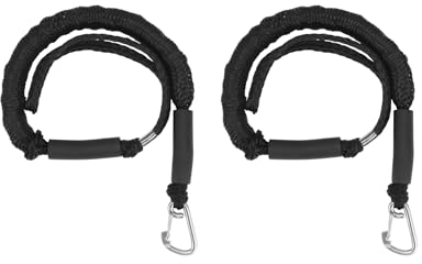 QWORK® 2 Pièces Corde Bateau de Ø16mm, Corde d'amarrage avec Boucle et Clip en Acier Inoxydable 304, Élastique 122-168 cm, Résistance à la Rupture 1000 kg