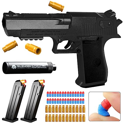 Desert Eagle, Pistolet Jouet, Blaster en Mousse, Jouet Pistolet à Balle Souple en Mousse, Cadeaux d'anniversaire pour Enfants, modèle de Pistolet de Simulation (Noir)