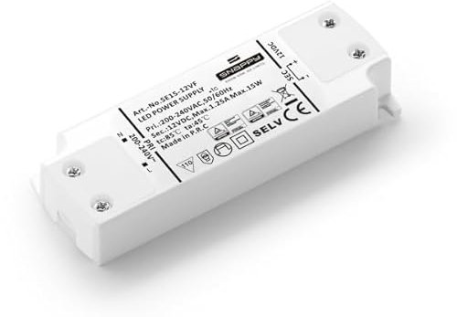 Dehner Transformateur LED électronique SE 15-12 VF (12 VDC) - Pilote LED - Tension constante 15 W 1,25 A 12 V/DC - 1 pièce