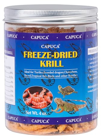 Freeze-Dried Antarctic Krill, High-Protein Reptile and Fish Food, 4 oz