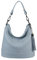 OBC Made in Italy Damen Leder Tasche Umhängetasche Shopper Schultertasche Handtasche Crossbody Hobo Bag Crossover Ledertasche Damentasche Fransen Hellblau