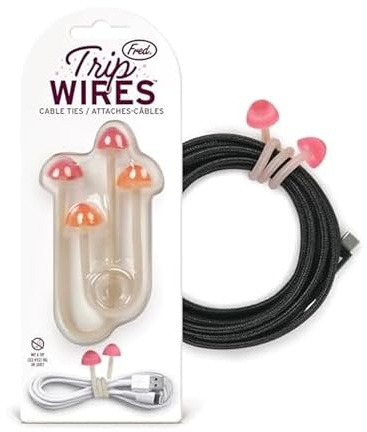 Fred Trip Wires Pilz-Kabelbinder, 2 Stück, 10,2 cm lang, leicht zu biegen zum Halten und Bündeln, Mehrzweck-Kabel-Organizer für Schule, Zuhause, Büro, Landhaus-Dekoration