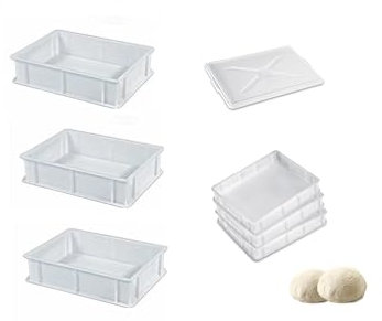 mille idee 3 Contenitori 30x40x10 cassetta bacinella panetti lievitazione impasto per pizza con 1 coperchio 30x40 da pizzeria