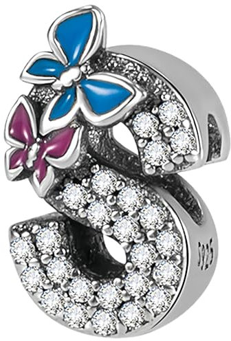 DOLARISE Charms für Pandora Armbänder, 925 Sterling Silber Buchstabe S Bead Charm Anhänger Schmuck Geschenk für Frauen Mädchen Mutter Familie Freund