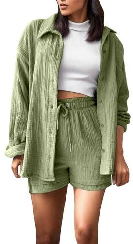 YEBIRAL holiday must haves Hawaiihemd Bekleidung Leggings Damen Set Safari Outfit Sommer Zweiteiler Damen Luftig Jumpsuit Damen Kurz Sport Leggings Damen Kurz