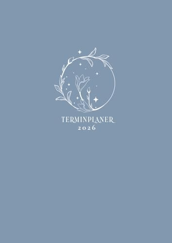 Terminplaner 2026: A4 Wochenkalender mit Zeiteinteilung | 1 Woche auf 2 Seiten mit Uhrzeit | Personal Organizer | Terminkalender mit Zeit - Minimalist Boho Blau