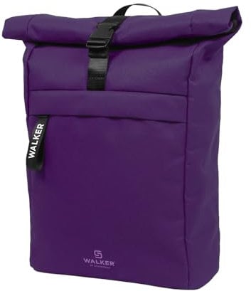 Walker Unisex Roll Top Classic 42263-334-Classic Rucksack Purple Velvet mit Hauptfach, Laptopfach, ergonomischen Schulterriemen und Mittelfach mit Handytasche, wasserabweisend, ca. 20-23 l Volumen