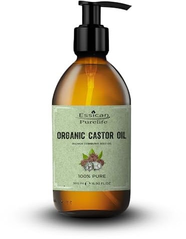 Organic Castor Oil 500ml Glass Bottle with Pumps for Hair Care