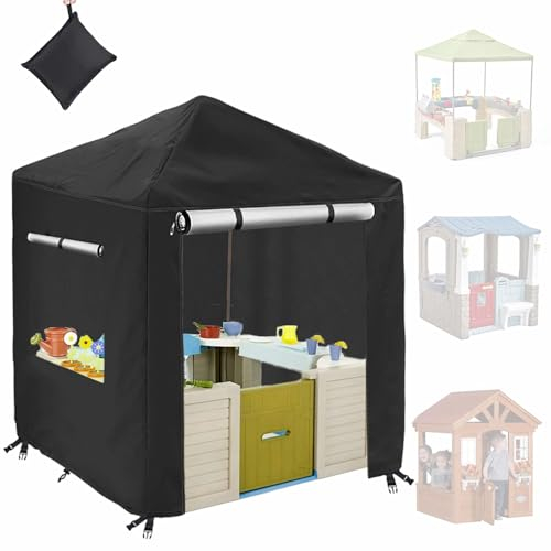 WBLCDH Playhouse Cover, Kids Outdoor Playhouse Cover, 600D Oxford Waterproof, Black