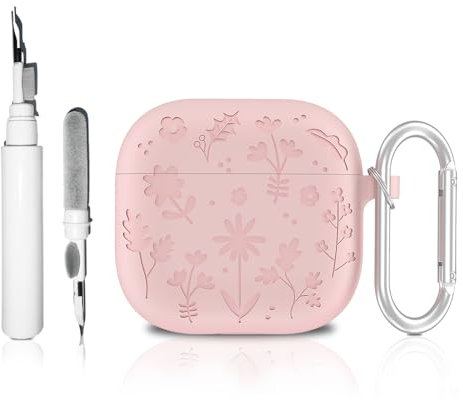 [3 in 1]CaseGame Cute Case Compatible with AirPods 4 with Active Noise Cancellation with Keychain, Cartoon Funny Flowers Soft Silicone Shockproof Cover with Cleaning Kit