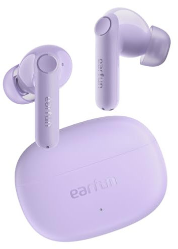EarFun Air Life Wireless Earbuds Bluetooth 5.4, Deep Bass with 12mm Drivers, 35H Playtime, Fast Charge, 4 Mics AI Clear Calls, 30 Preset EQs, APP Customization, IPX5, Small Size Cozy Fit, Purple
