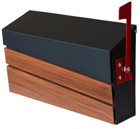 xhlokk Wandbriefkasten Holz Vintage Metall Briefkästen Lockless Mounted Mailbox Outdoor Mailbox Wandhalterung mit Flagge