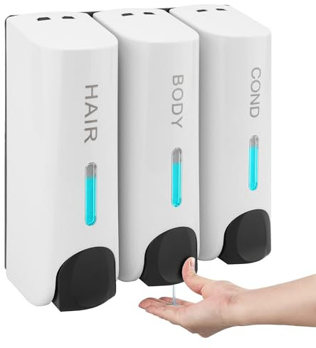 Seifenspender ABS 3 * 350 Ml Manueller 3-Kammer-Wandmontage-Shampoo-Conditioner-Spender für das Hotel zu Hause (White)