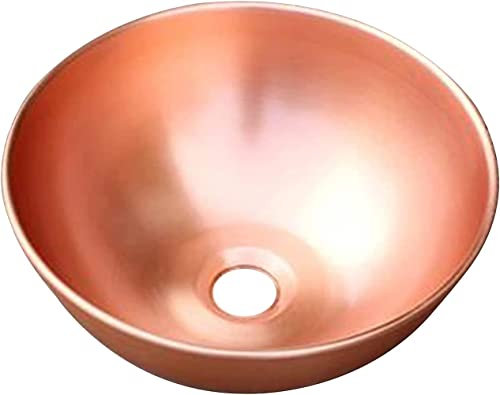 ASerZenith Keramik-Waschbecken, rund, aus reinem Kupfer, handgeschmiedetes Aufsatzwaschbecken aus Messing, für Badezimmer, Toilette, Flughafen, Büro, Hotel(B-15.3x7.0inch)