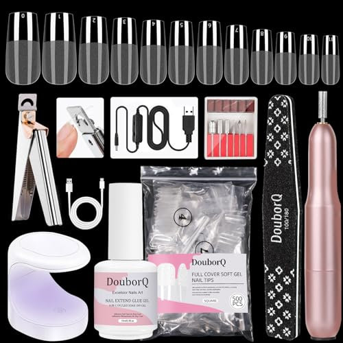 Major Dijit Gel X Starter-Set – Mit Nagelfräse, 4-in-1 Gel (0,5oz), 500 Square-Tips (M), UV-Lampe & Zubehör für Nagelverlängerungen & Nail Art