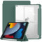 EspZanthic Coque pour iPad 9/8/7 10,2 Pouces (2021/2020/2019, 9ème/8ème/7ème Génération) avec Porte Pencil, Dos Translucide Mat Fin Étui Protection pour Tablette (Vert Minuit)