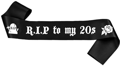 Rip to My 20s Schärpe 30. Geburtstag Deko, Schwarze Weiß 30 Geburtstagsdeko Rip Twenties Sash, Lustig Satin Geburtstagsschärpe für Frauen Männer Geburtstagsfeier Dekoration