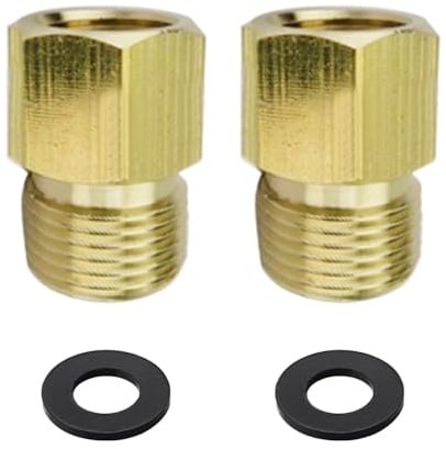 2 Stück LPG Gas Adapter, AG 3/8 auf IG 1/4 lks Messing Gasverbindung für Gaskocher, Campingkocher, Hockerkocher, Gasherd