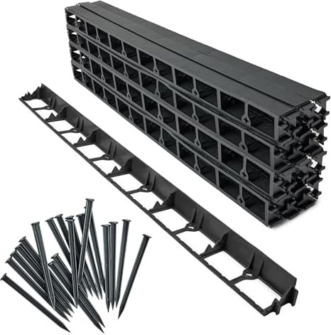 Garronda Bordure de Jardin Gazon en Plastique 24 m, Hauteur 4,5 cm GD-0157 | Bordurette Flexible Extérieur, avec 100 Piquets, Bas, Anti-Intempéries, pour Délimitation Pelouse Massifs Potager Allée, Noir