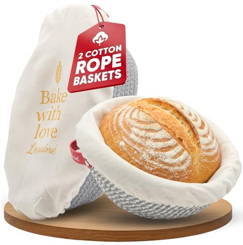 Banneton Gärkörbchen-Set, ovale und runde Gärkörbe aus Baumwollseil mit Einlagen und Abdeckungen, Sauerteig-Banneton-Korb für Brotherstellung, Brotgärkörbe für handwerkliche Sauerteigbrote