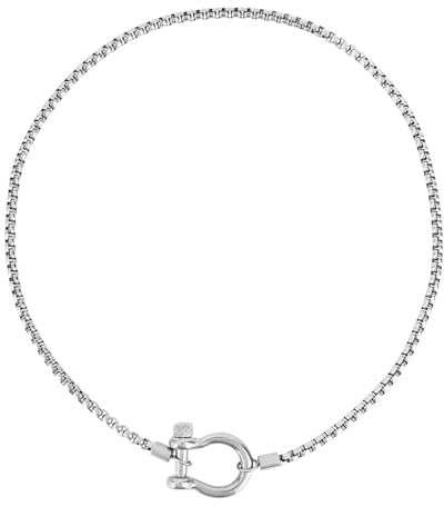Mikovivi Screw Anchor Shackle Wheat Necklace, Two Tones Carabiner Necklace with Gold Wheat Chain Silver Pendant Chunky Heavy Jewelry for Women Men