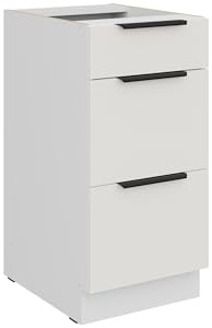 Kuechen-preisbombe Küchen Unterschrank 40 cm Küche ARIA Weiss Ultra matt + Weiss matt, hochwertige Fronten mit Anti Fingerprint Beschichtung, Soft-Close Küchenzeile Küchenblock