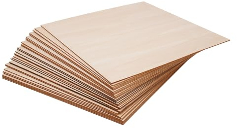 30 fogli di compensato di tiglio, 3 mm, 40 x 40 cm, colore naturale, per bricolage, modellismo, CNC, incisione laser, decorazione e regalo fai da te
