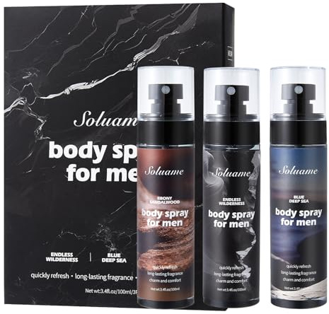 Deo Herren Spray, Bodyspray, Aluminiumfreies Deodorant Herren, Deospray Herren, Kraftvolle Frische Sanfte Formel, Alkoholfrei für Alle Hauttypen, 100ml*3 Stück