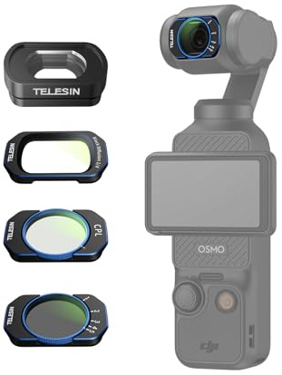 TELESIN Wide-Angle VND CPL Black Mist Kit for Osmo Pocket 4/3 | 0.72x wide-angle, VND2–32, CPL and 1/4 Black Mist | Magnetic lens set for travel, vlogs and portraits