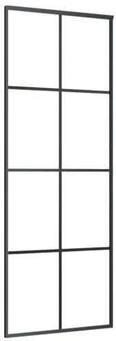 Owoxanthellate Porta scorrevole in vetro ESG con telaio in alluminio, moderna, salvaspazio, per soggiorno e interni, 76 x 205 cm, colore nero