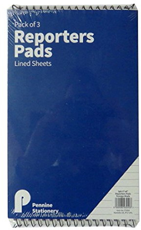 Reporters Notebooks (Pack of 3) - Wirebound, Each = 120 Pages, Ruled - Size 205mm x 126mm